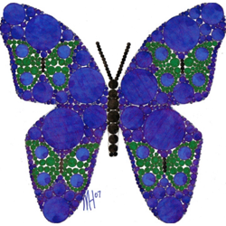 Purple and blue butterfly illustration by Narcolepsy Community Advocate Matthew Horsnell